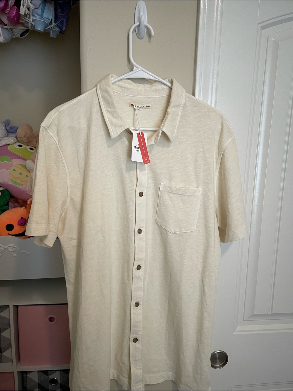 Marine Layer Cream Short-Sleeve Button-Down Shirt